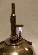 Twin mantle alcohol lamp auxillary burner lit.jpg