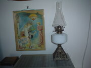 MILK GLASS SINGLE WICK OIL LAMP..JPG